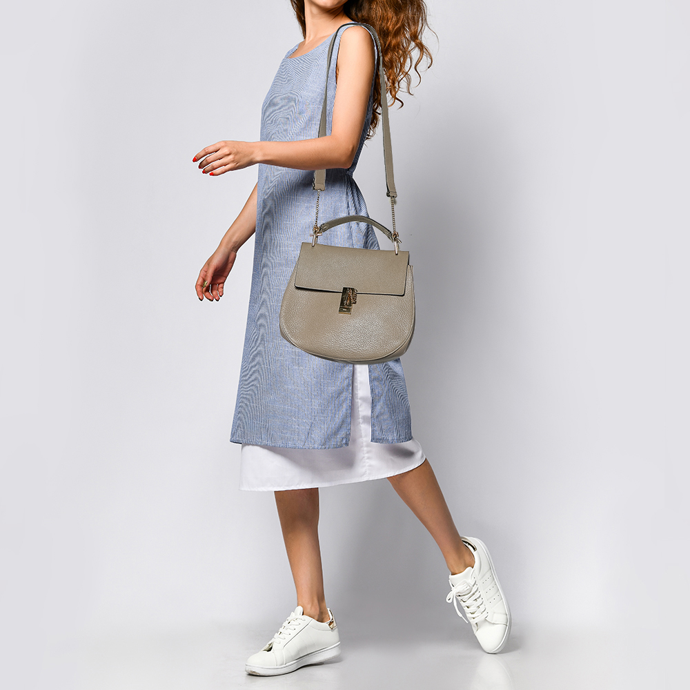 

Chloe Grey Leather Medium Drew Shoulder Bag