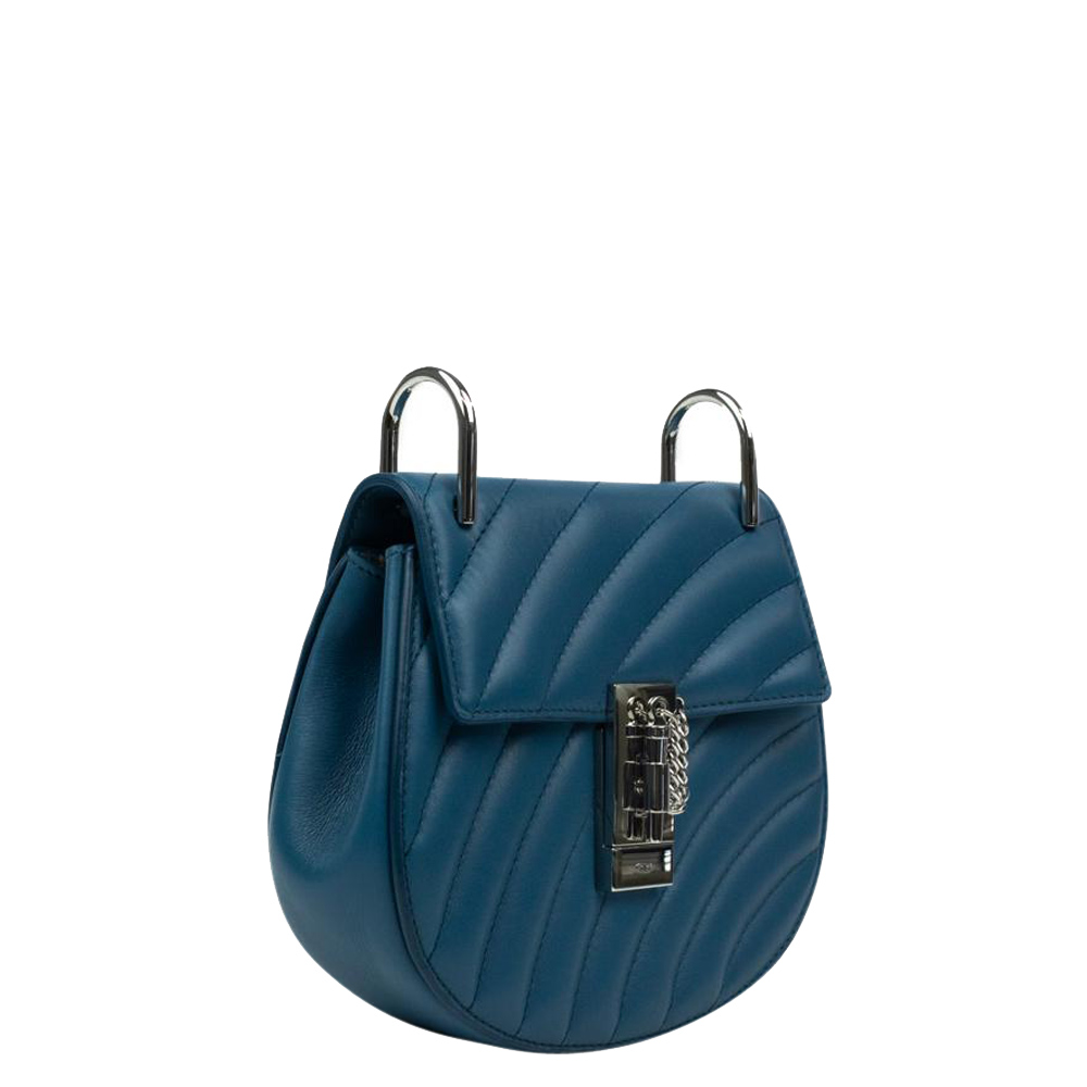 

Chloe Blue Quilted Leather Mini Drew Shoulder Bag