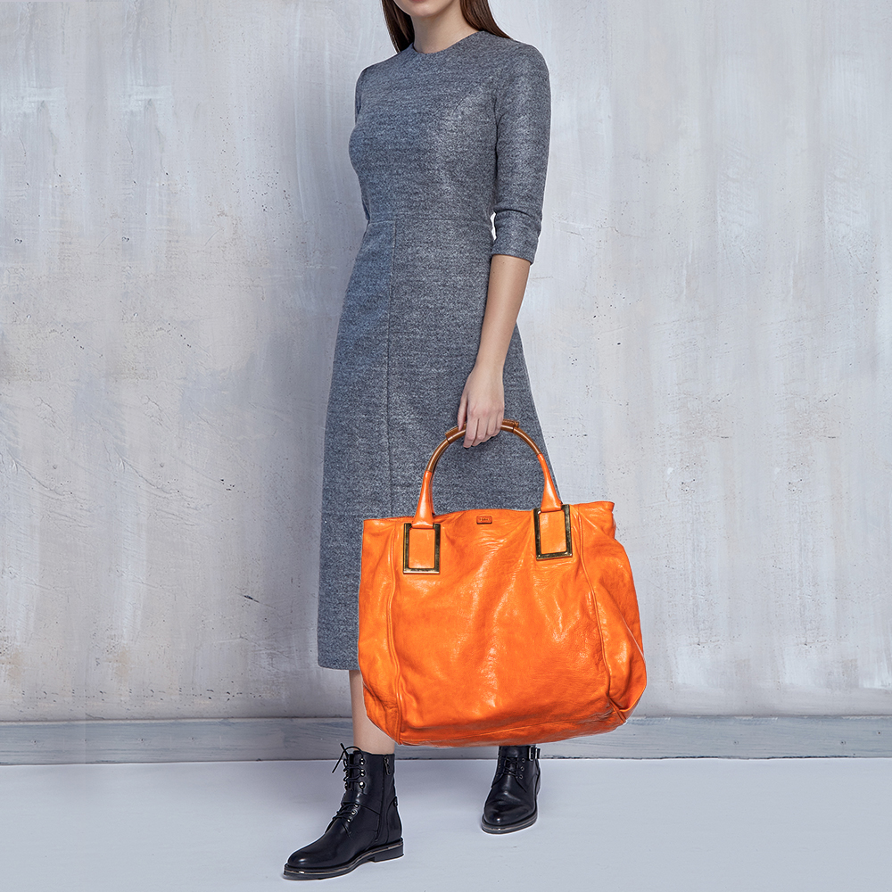 

Chloe Orange Leather Large Ethel Tote