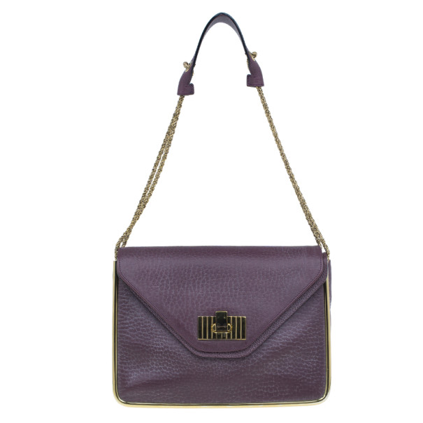 Pre Owned Chloe Purple Leather Medium Sally Crossbody Bag