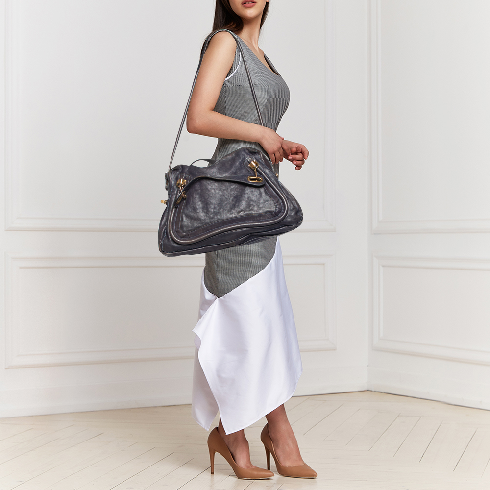 

Chloe Dark Blue Leather Large Paraty Shoulder Bag