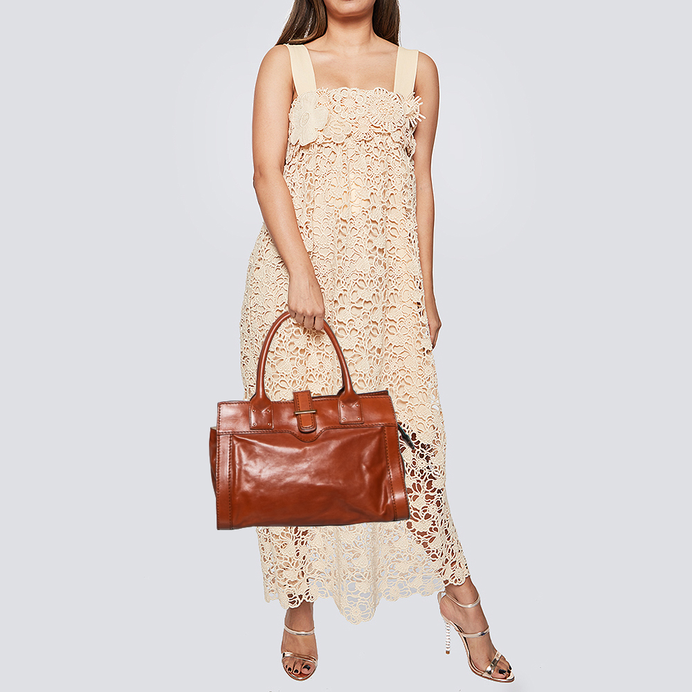 

Chloe Brown Leather Oversized Zipper Tote