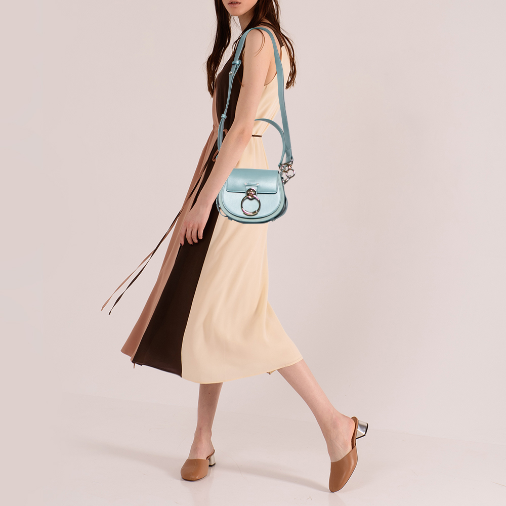 

Chloe Blue Leather and Suede Small Tess Shoulder Bag