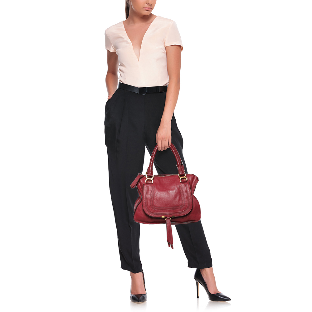 

Chloé Burgundy Leather Medium Marcie Satchel