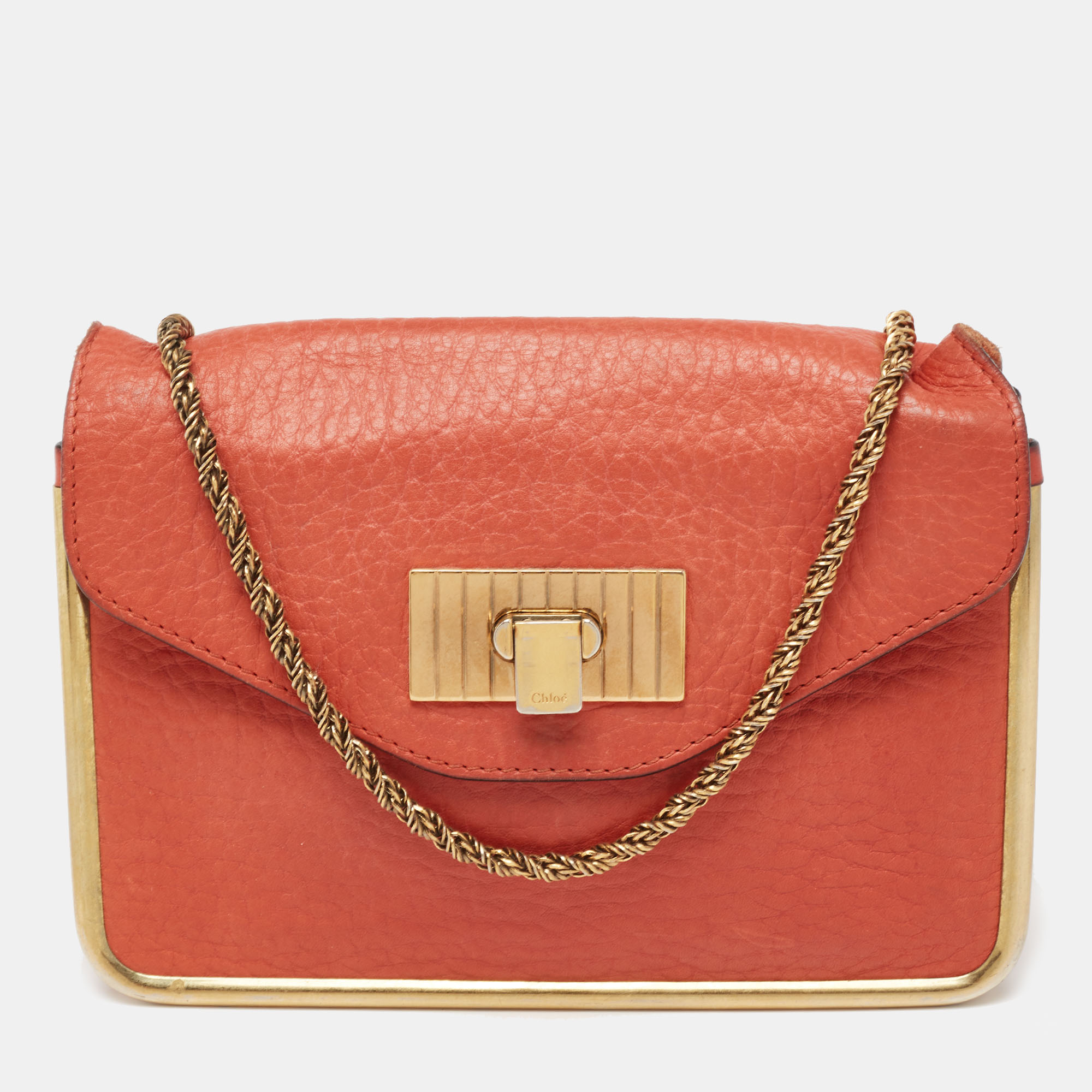 Pre-owned Chloé Burnt Orange Leather Small Sally Shoulder Bag