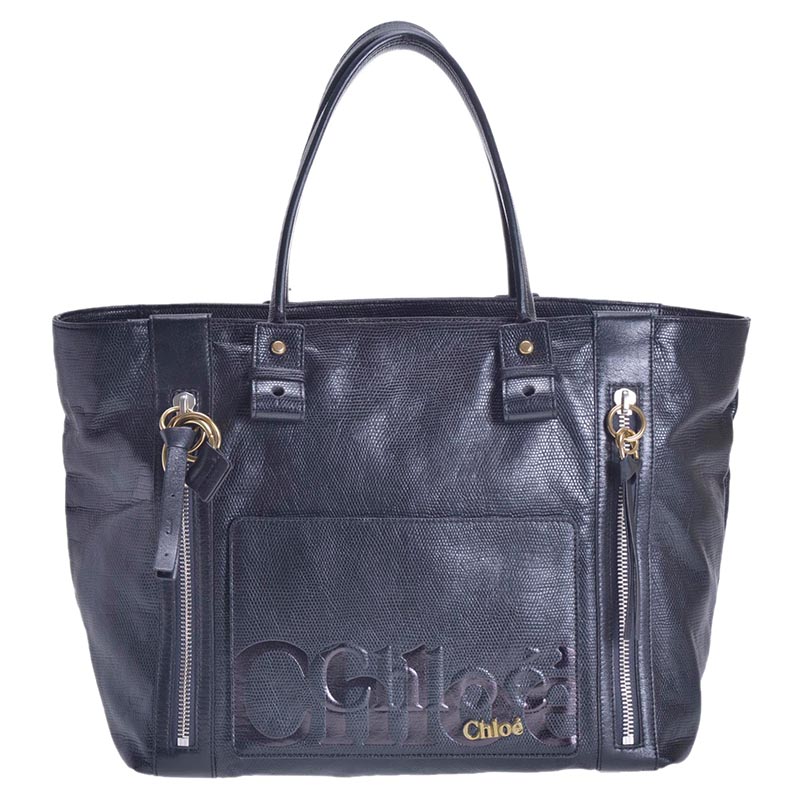 مملوكة مسبقًا Chloe Black Leather Eclipse Tote Bag