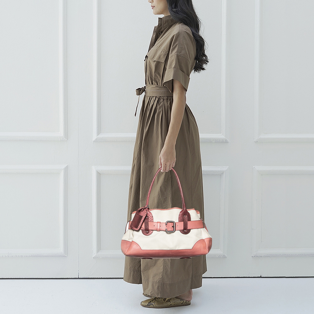 

Chloe Multicolor Leather, Canvas And Python Buckle Tote