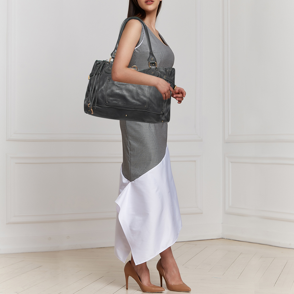 

Chloe Dark Grey Leather Large Paddington Tote