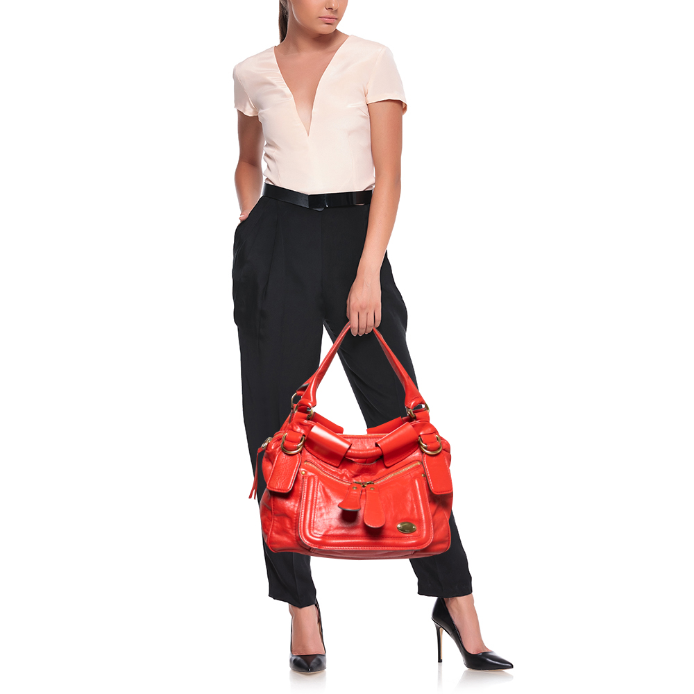 

Chloe Red Leather Bay Shoulder Bag