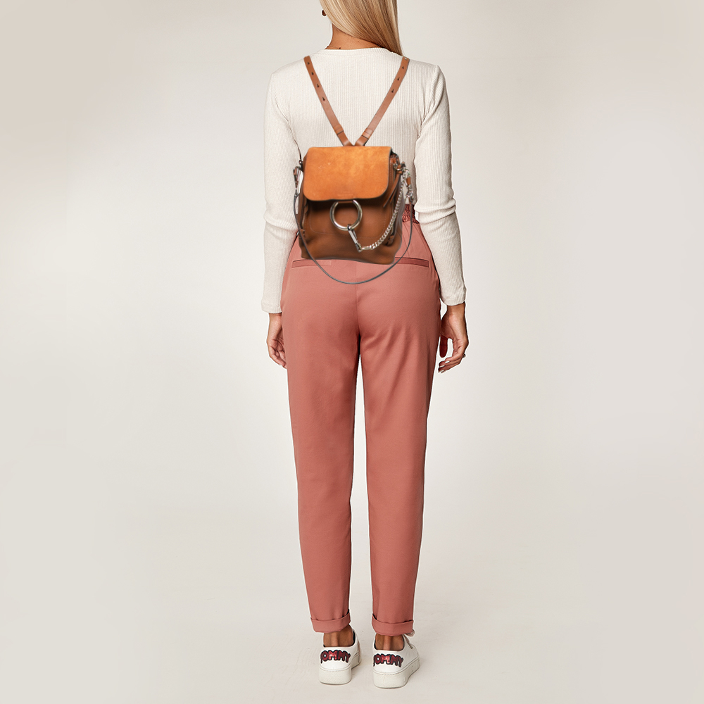 

Chloe Brown Leather and Suede Small Faye Backpack