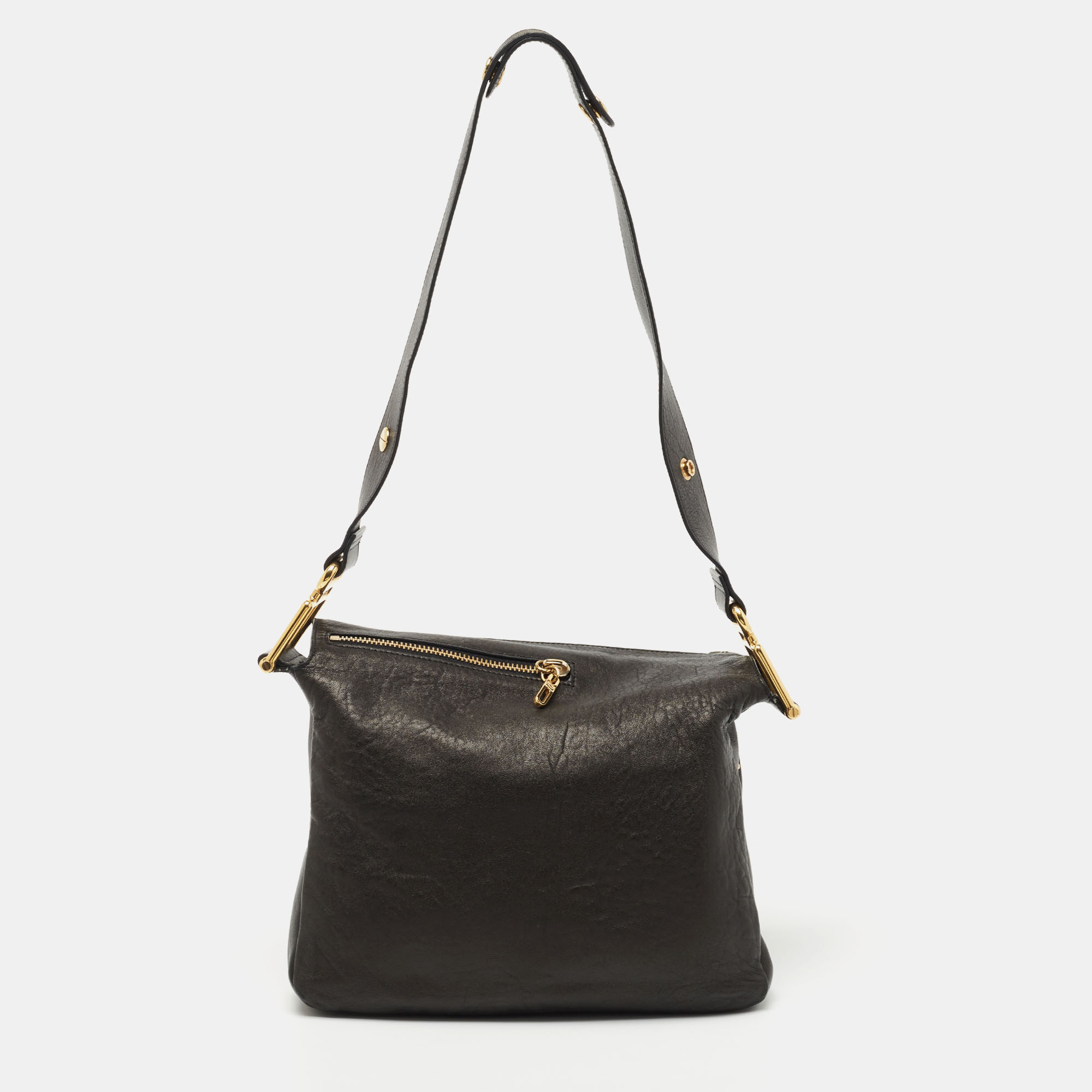 Pre-owned Chloé Black Leather Zip Messenger Bag