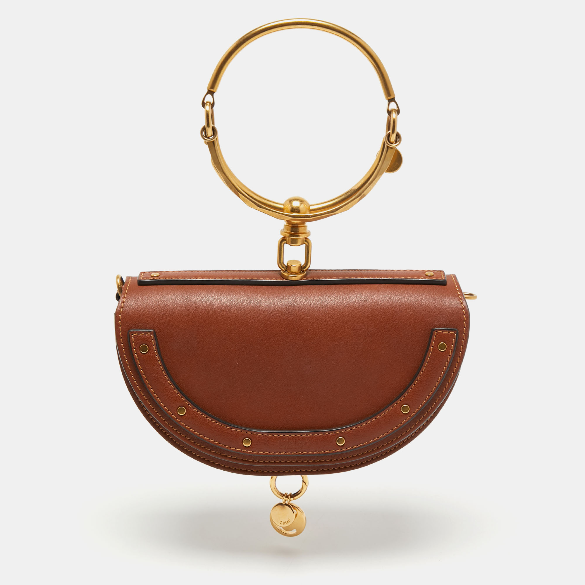 Pre-owned Chloé Chlo&eacute; Brown Leather Nile Bracelet Minaudiere Crossbody Bag