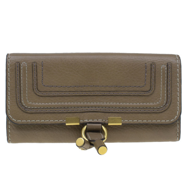 Pre Owned Chloe Nut Grained Leather Marcie Continental Wallet