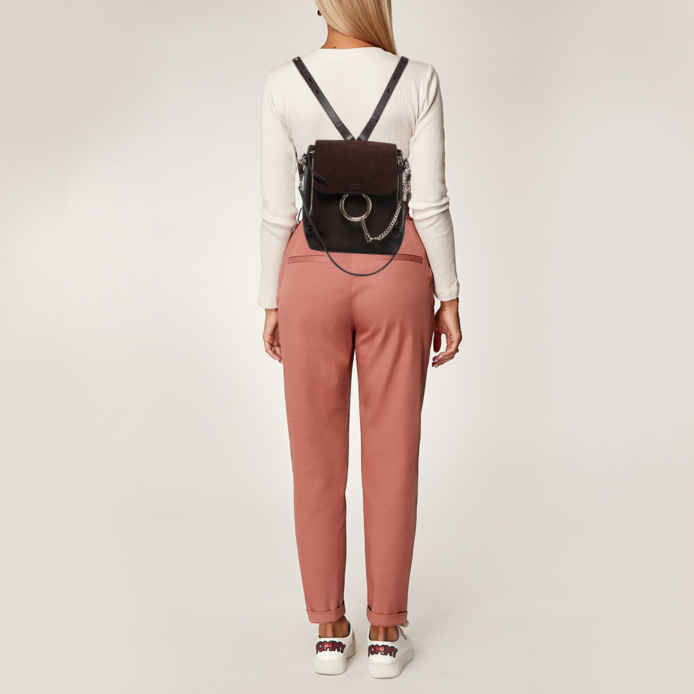 

Chloe Brown Leather and Suede Small Faye Daye Backpack