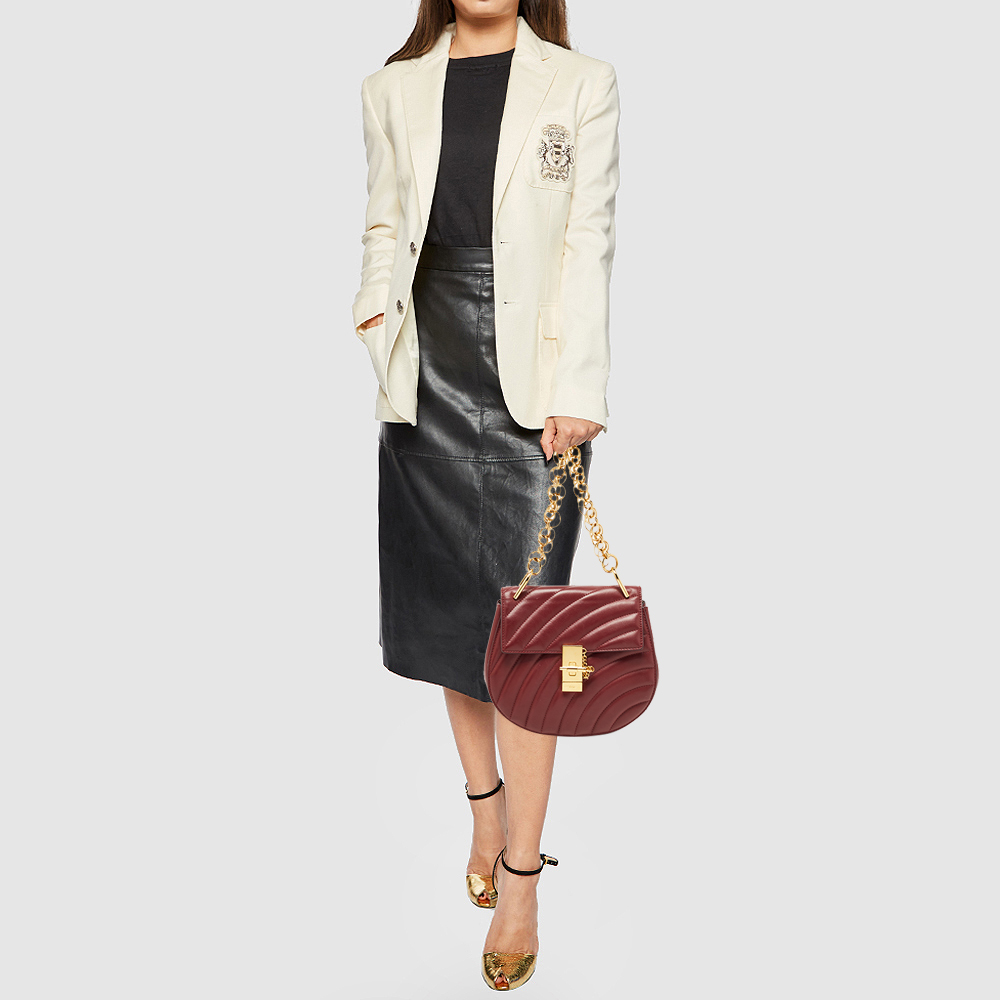 

Chloe Burgundy Leather Medium Drew Bijou Shoulder Bag