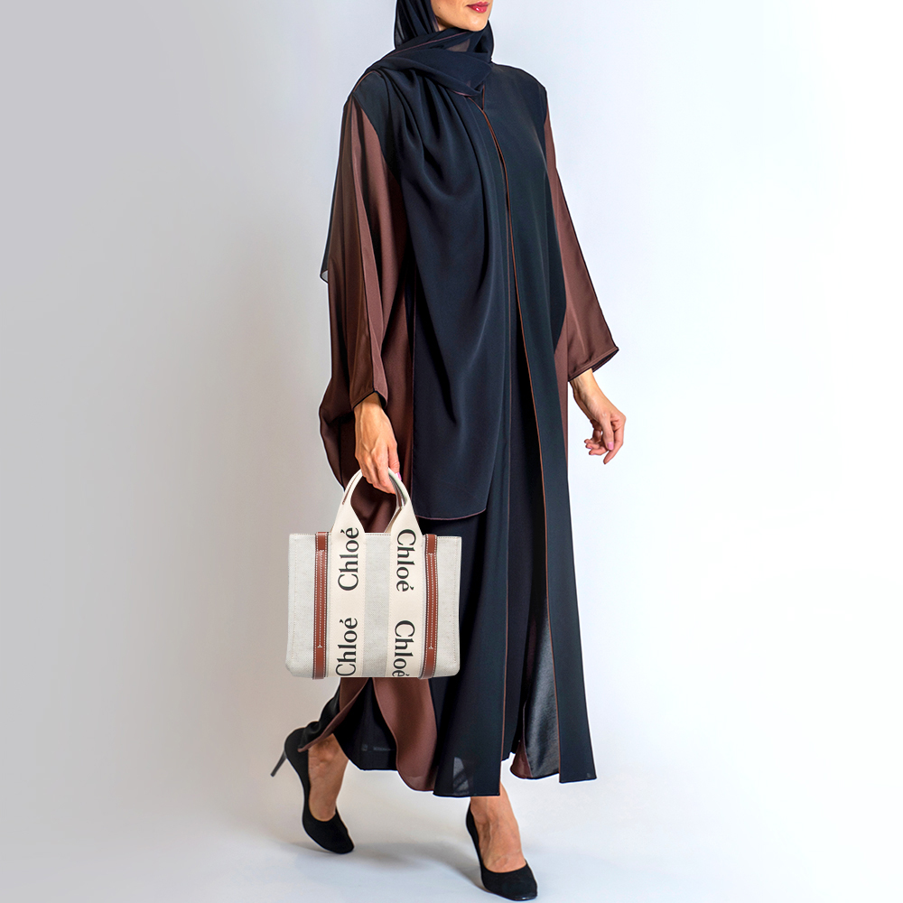 

Chloe Brown/Beige Canvas and Leather Small Woody Tote