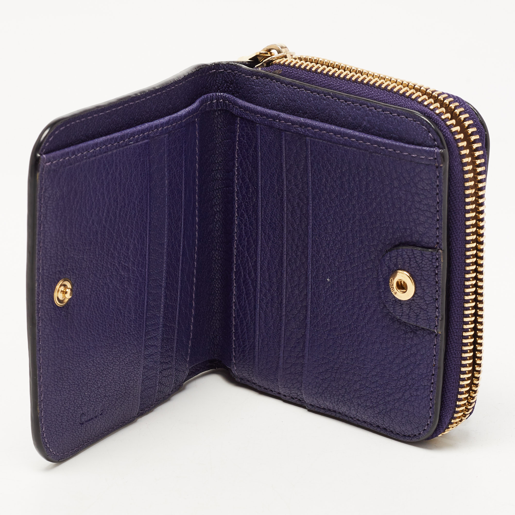 

Chloe Purple Leather Drew Compact Wallet