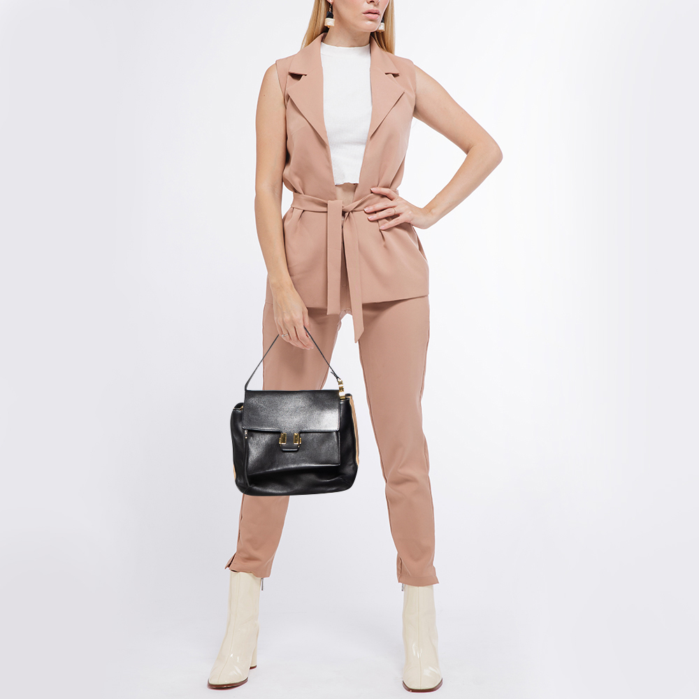 

Chloe Black Leather Flap Top Handle Bag