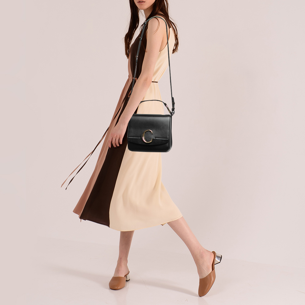 

Chloe Black Leather  C Top Handle Bag