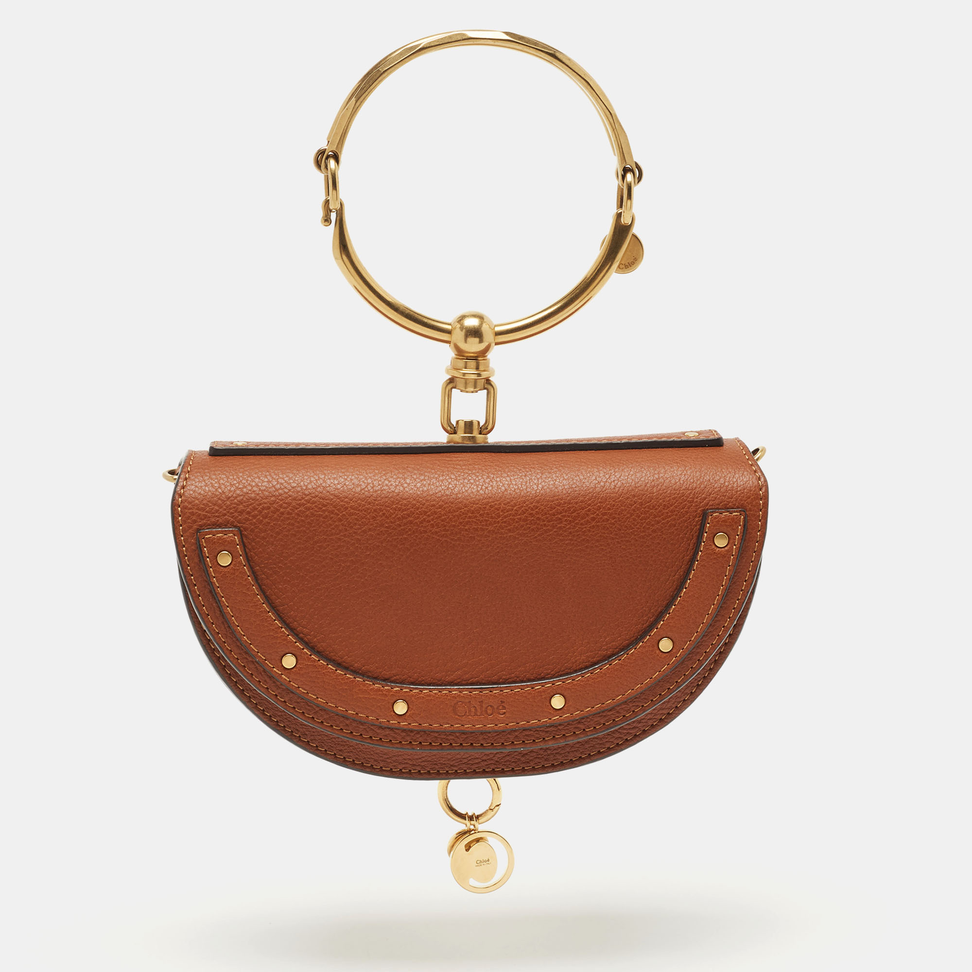 

Chloé Brown Leather Nile Bracelet Minaudiere Crossbody Bag