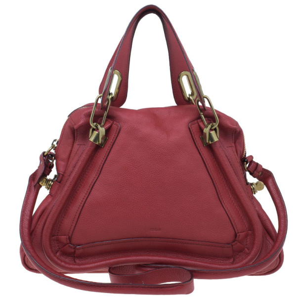 Chloe Red Leather Small Paraty Hobo