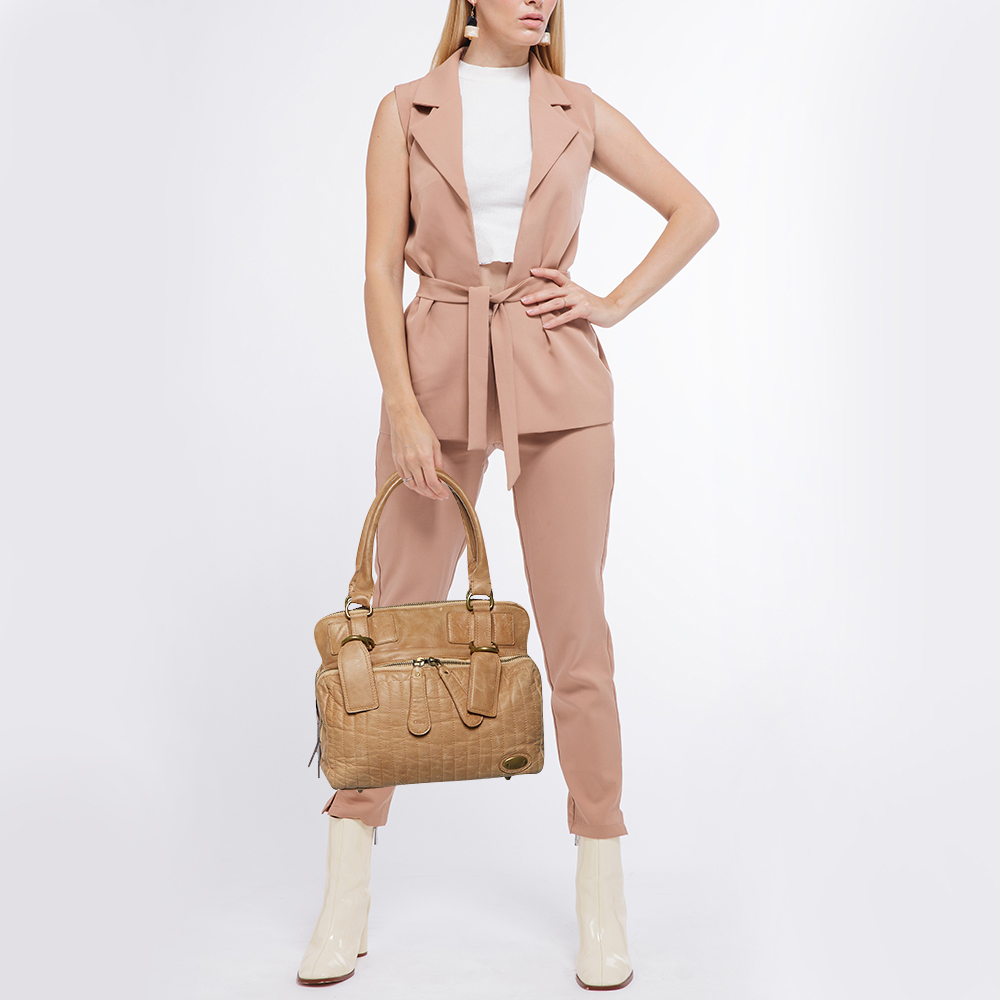 

Chloe Beige Leather Front Zip Pocket Shoulder Bag