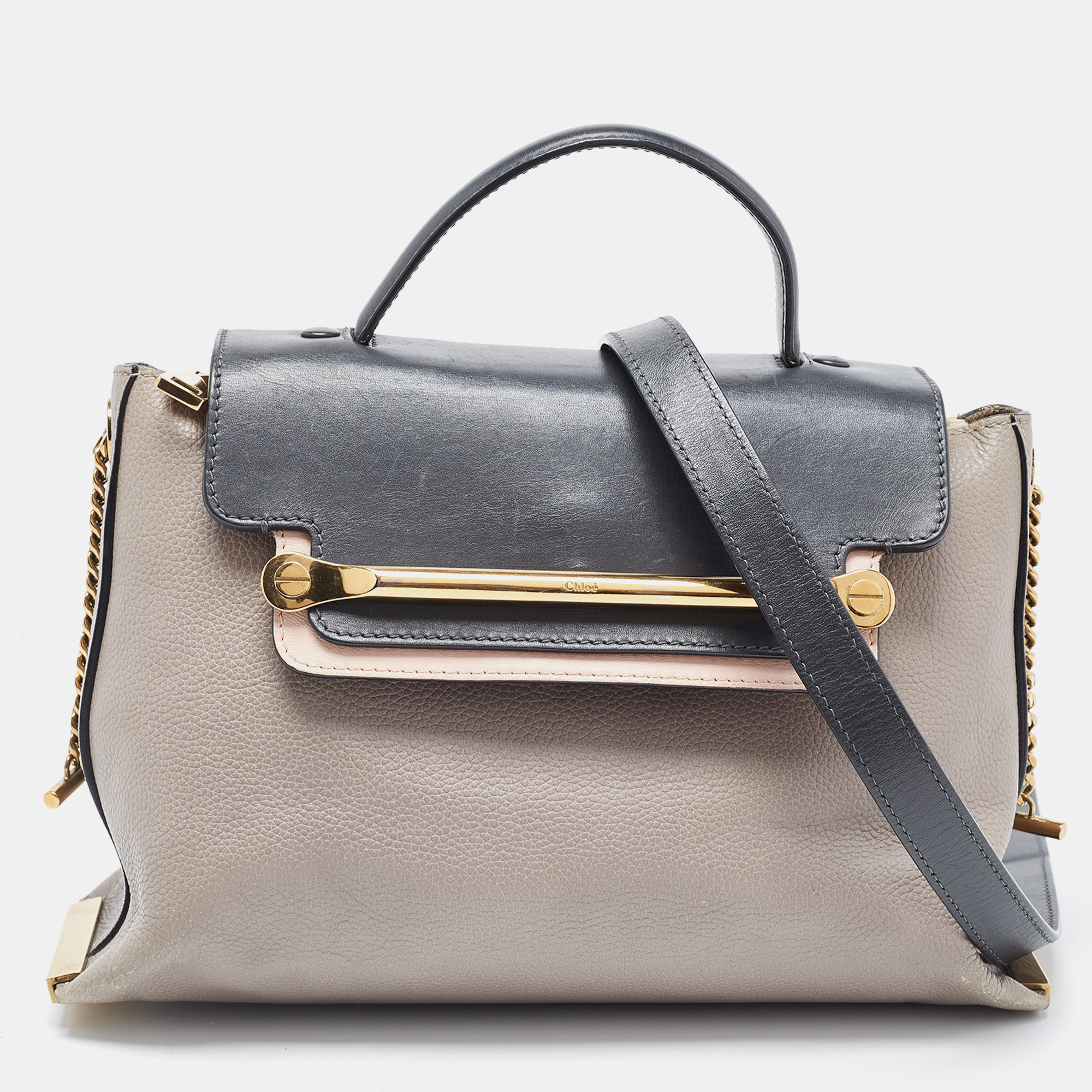 Pre-owned Chloé Tri Colour Leather Medium Clare Shoulder Bag In Multicolor