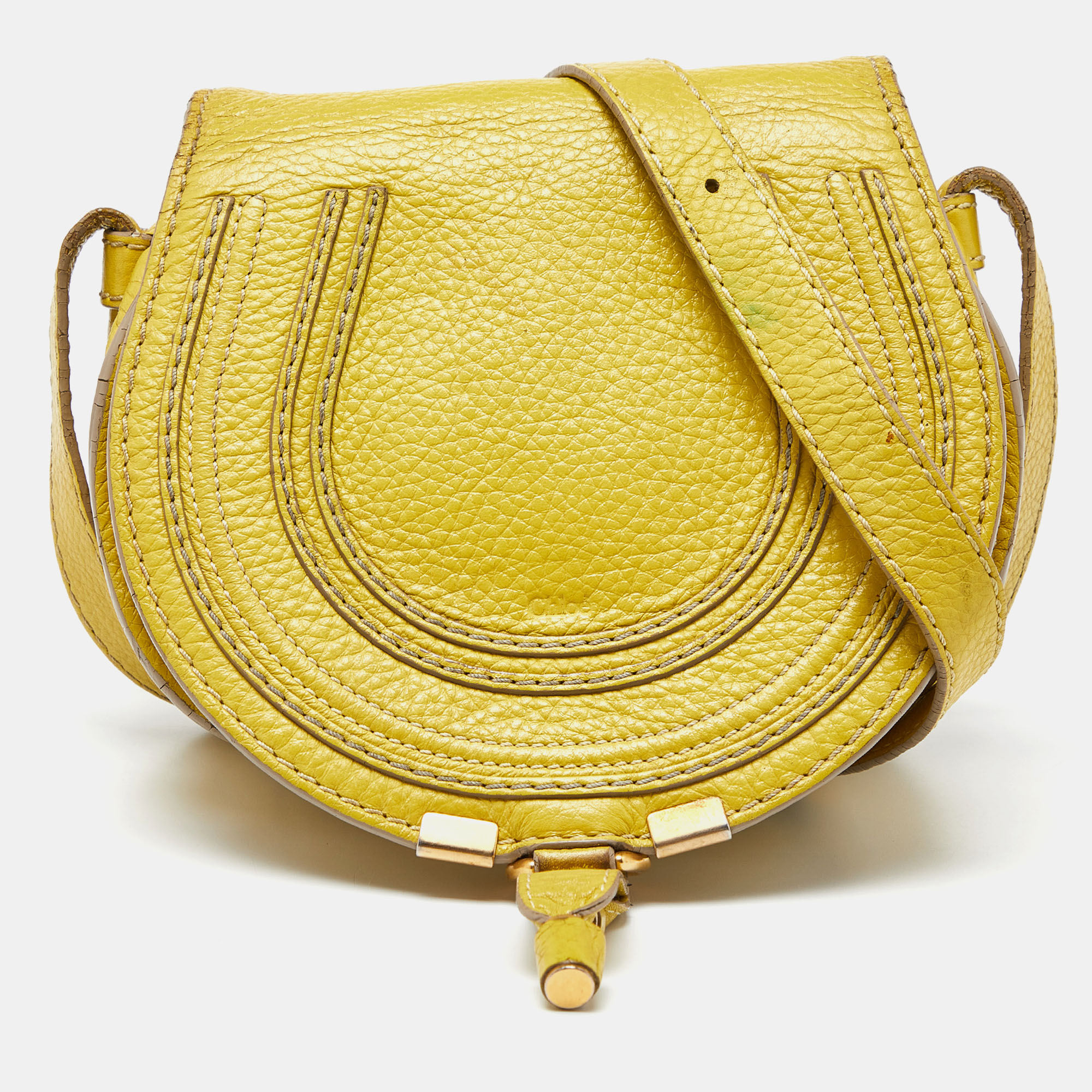 Pre-owned Chloé Yellow Leather Small Marcie Crossbody Bag