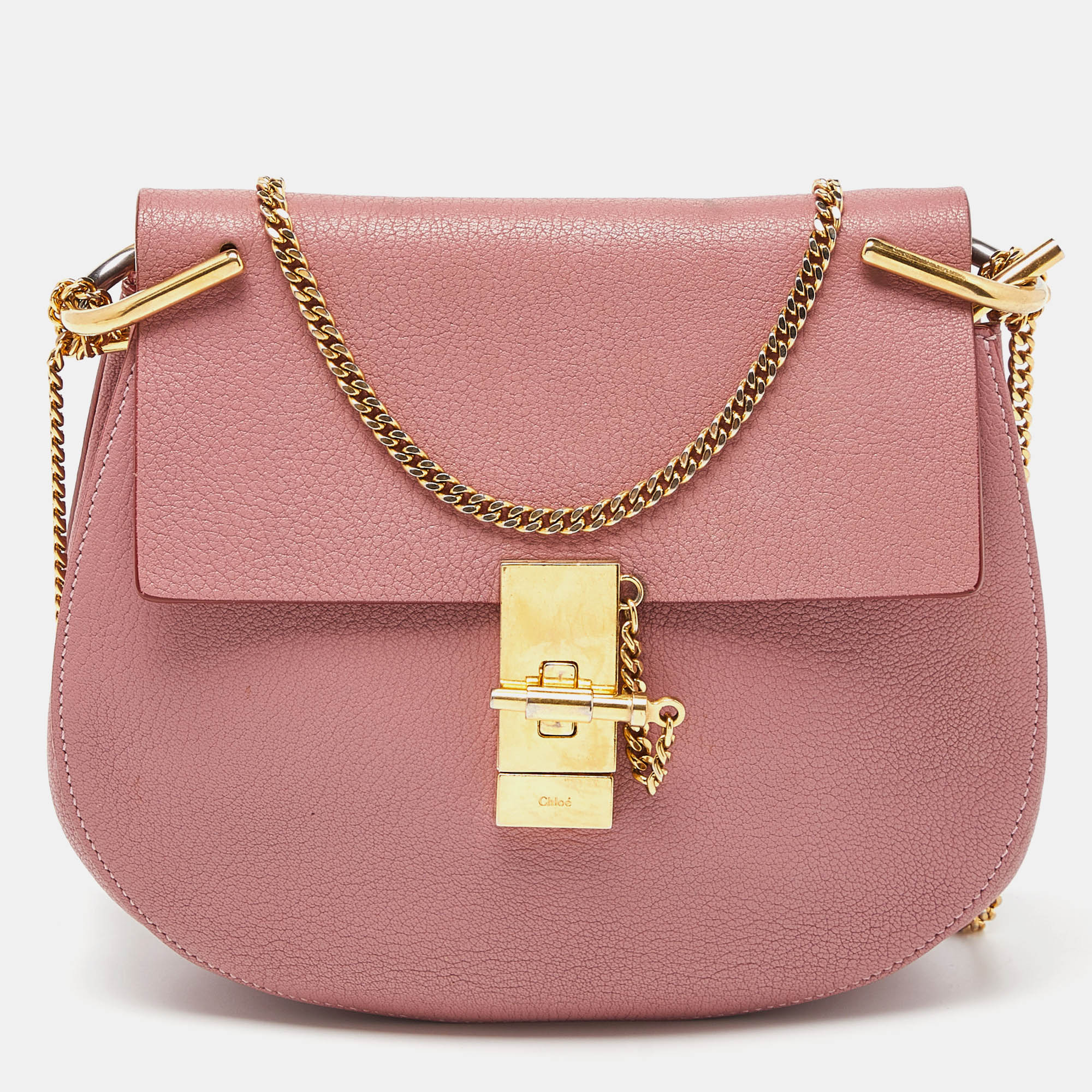 Pre-owned Chloé Pink Leather Medium Drew Shoulder Bag