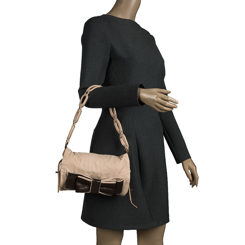 

Chloe Blush Pink Leather Bow Shoulder Bag