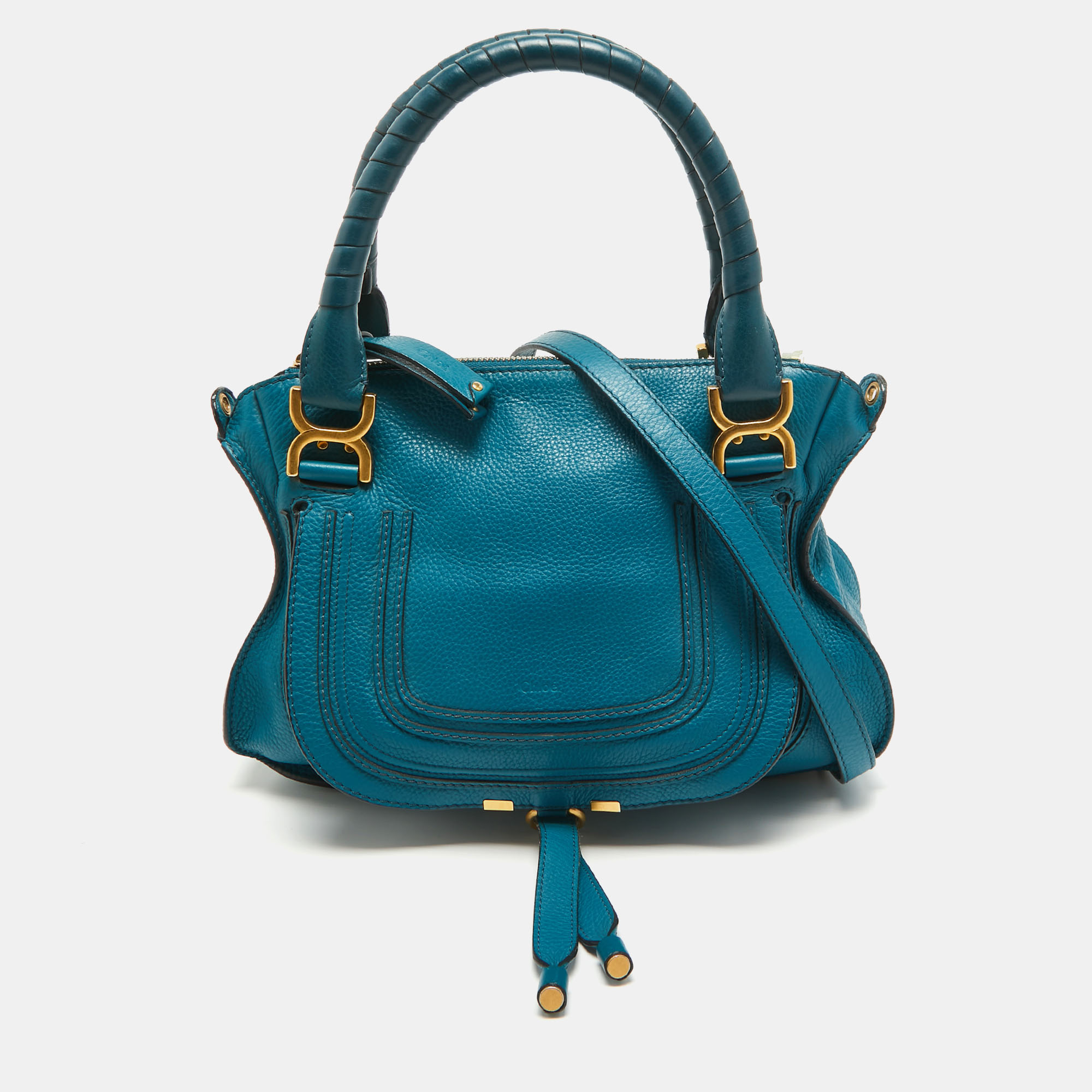 Pre-owned Chloé Blue Leather Small Marcie Satchel