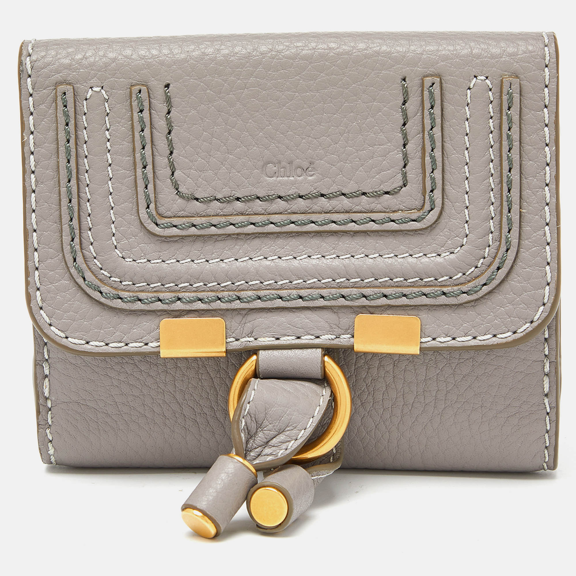 Pre-owned Chloé Grey Leather Marcie Compact Wallet