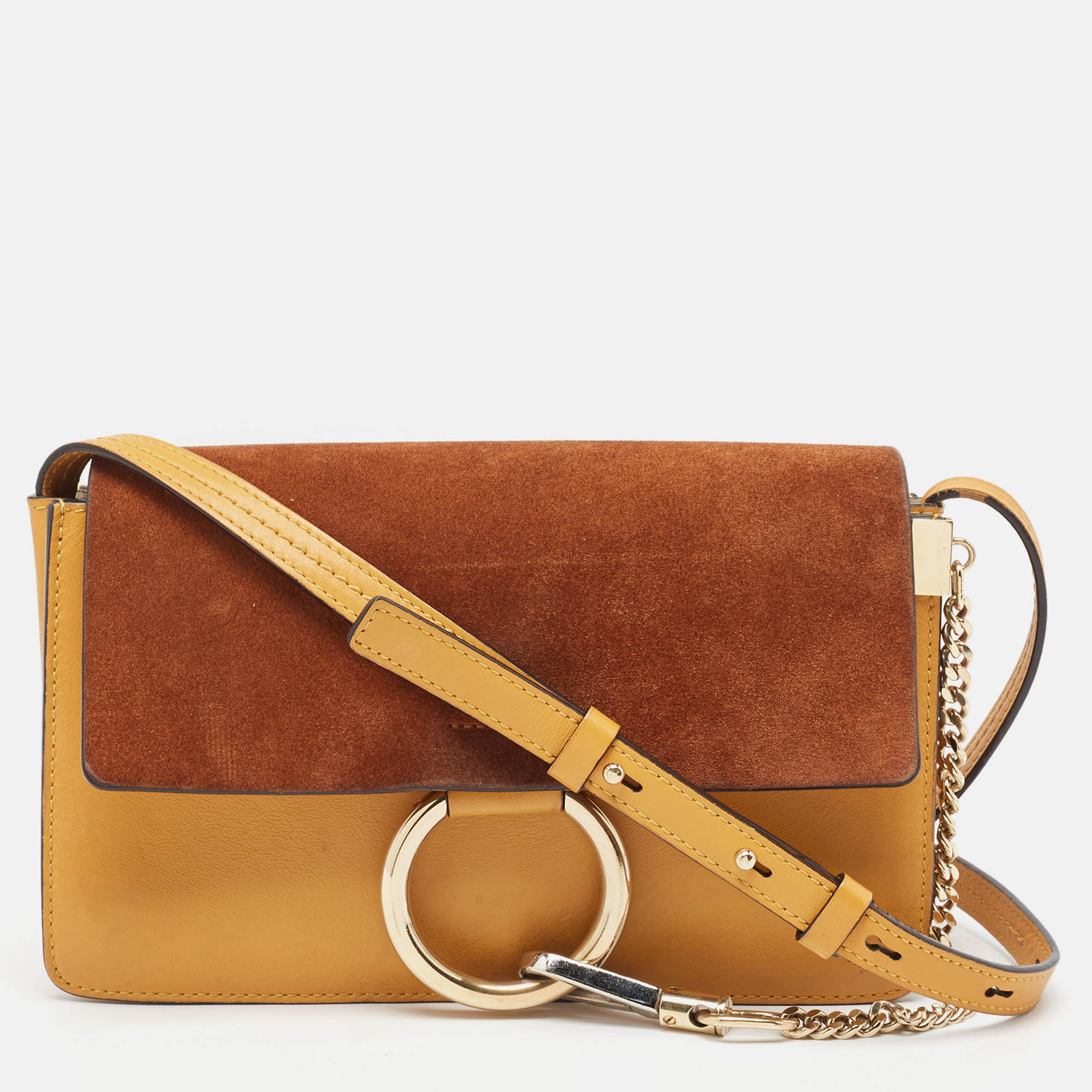 

Chloe Brown/Yellow Leather and Suede  Faye Shoulder Bag