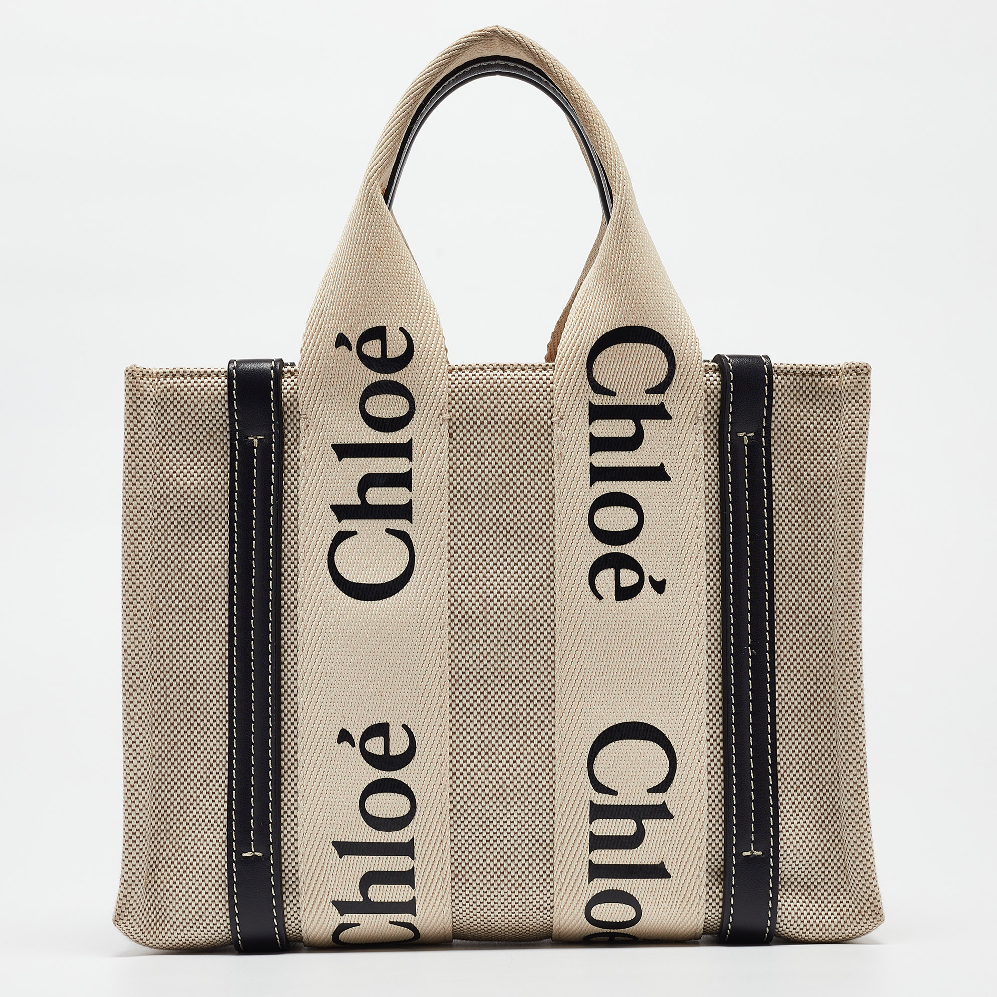 

Chloe Beige/Black Canvas and Leather  Woody Tote