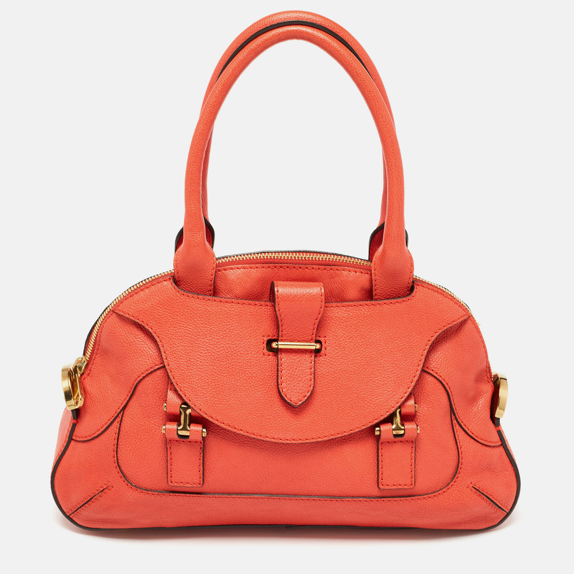 

Chloe Dark Orange Leather Georgia Dome Satchel