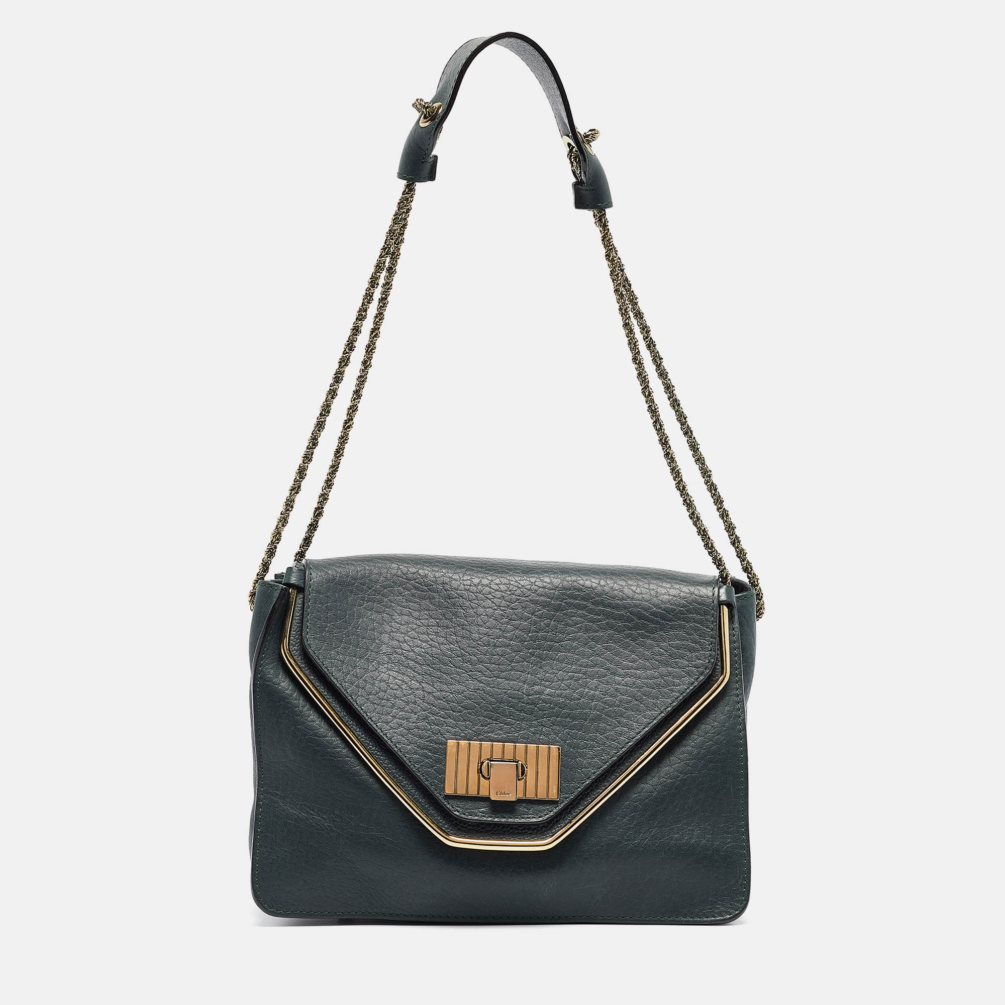 Pre-owned Chloé Green Leather Medium Sally Shoulder Bag