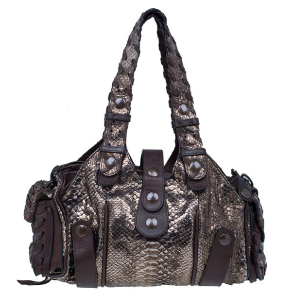 Pre Owned Chloe Bronze Python Silverado Satchel