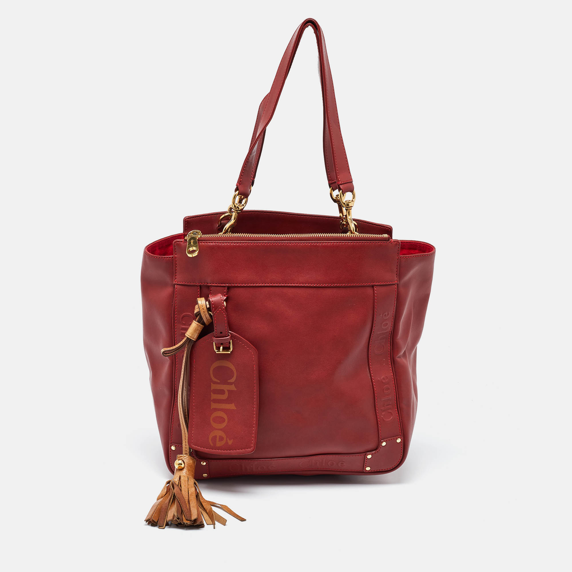 

Chloe Cherry Leather Eden Tote, Red