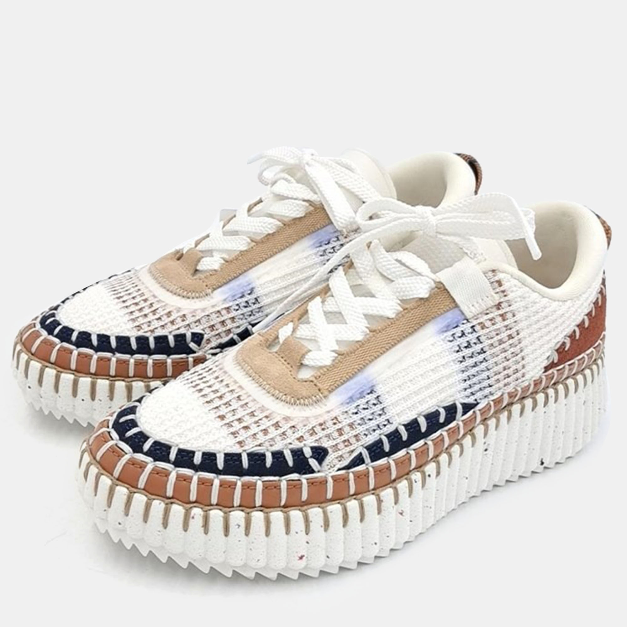 

Chloe White and Multicolor Nama Sneakers Size