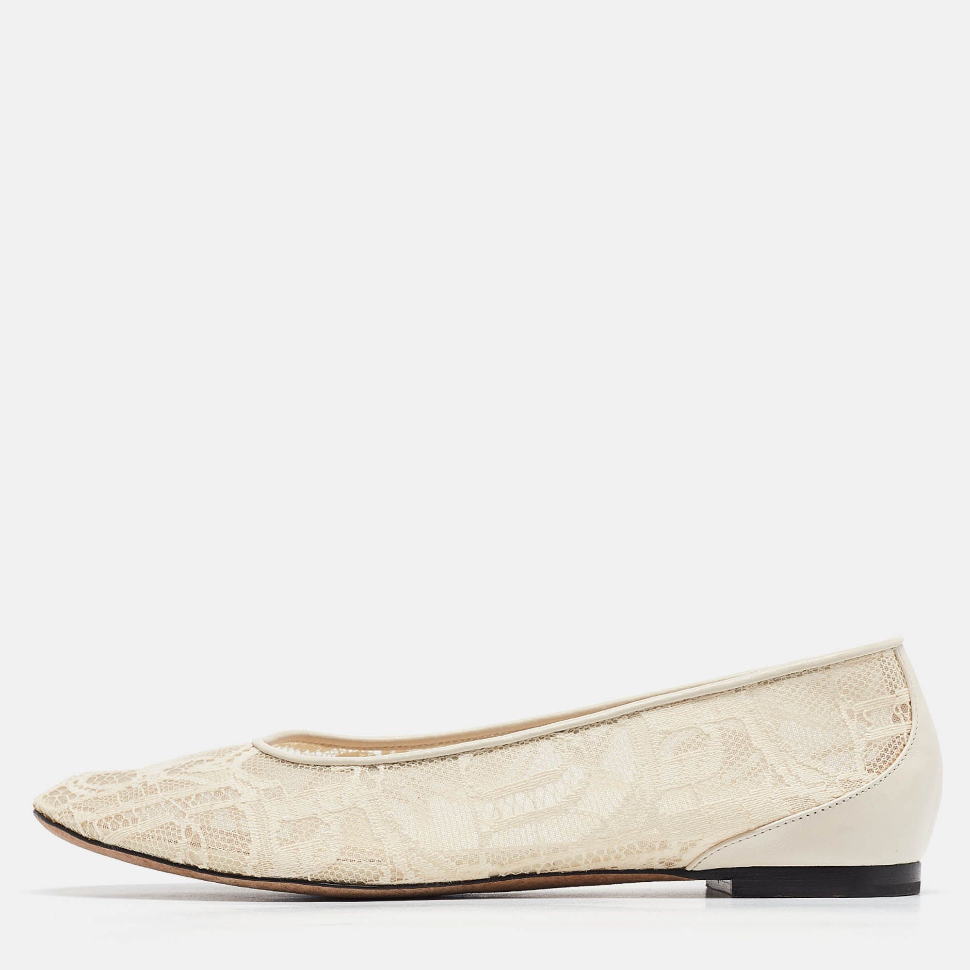 

Chloe Cream Lace Ballet Flats Size