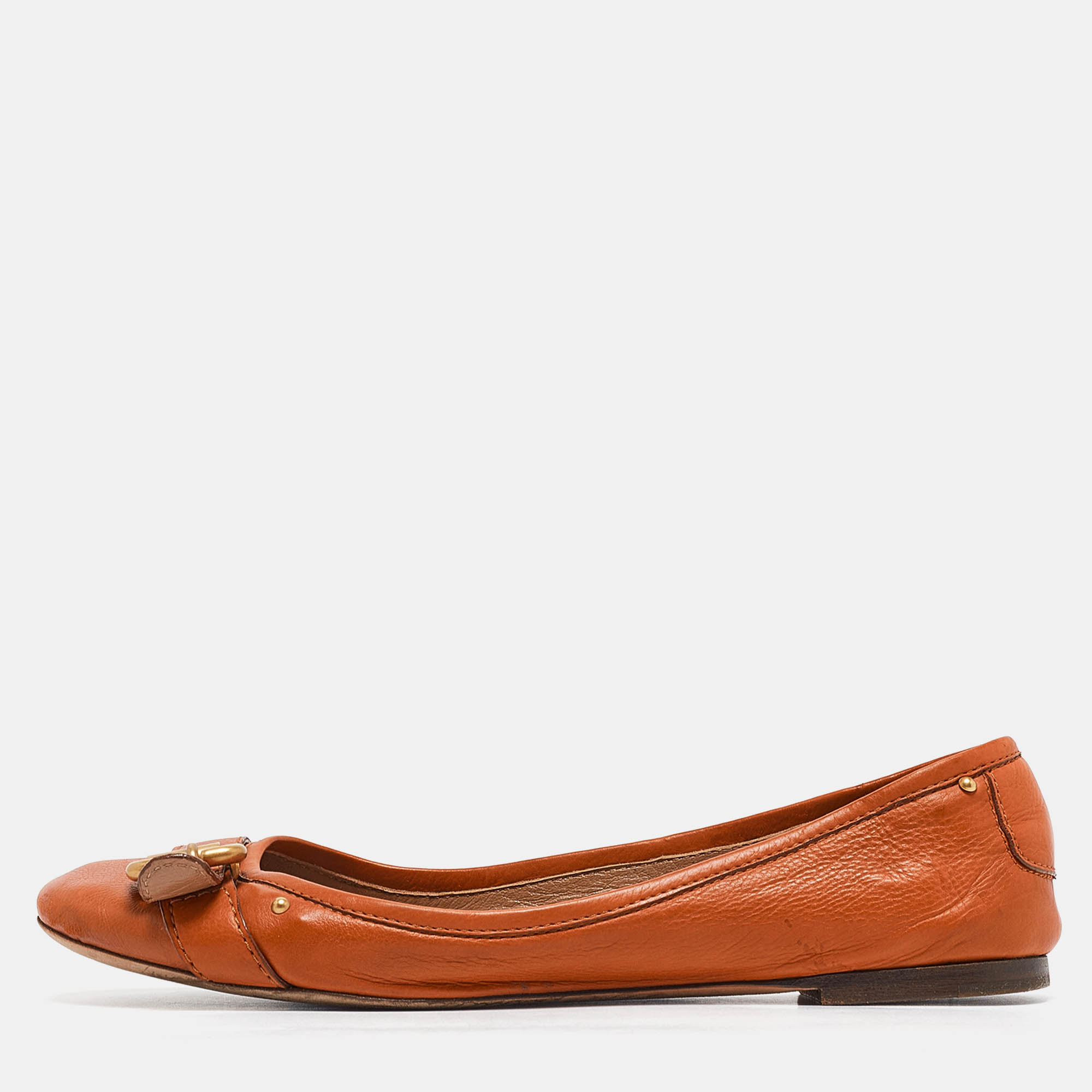 

Chloe Orange Leather Ballet Flats Size