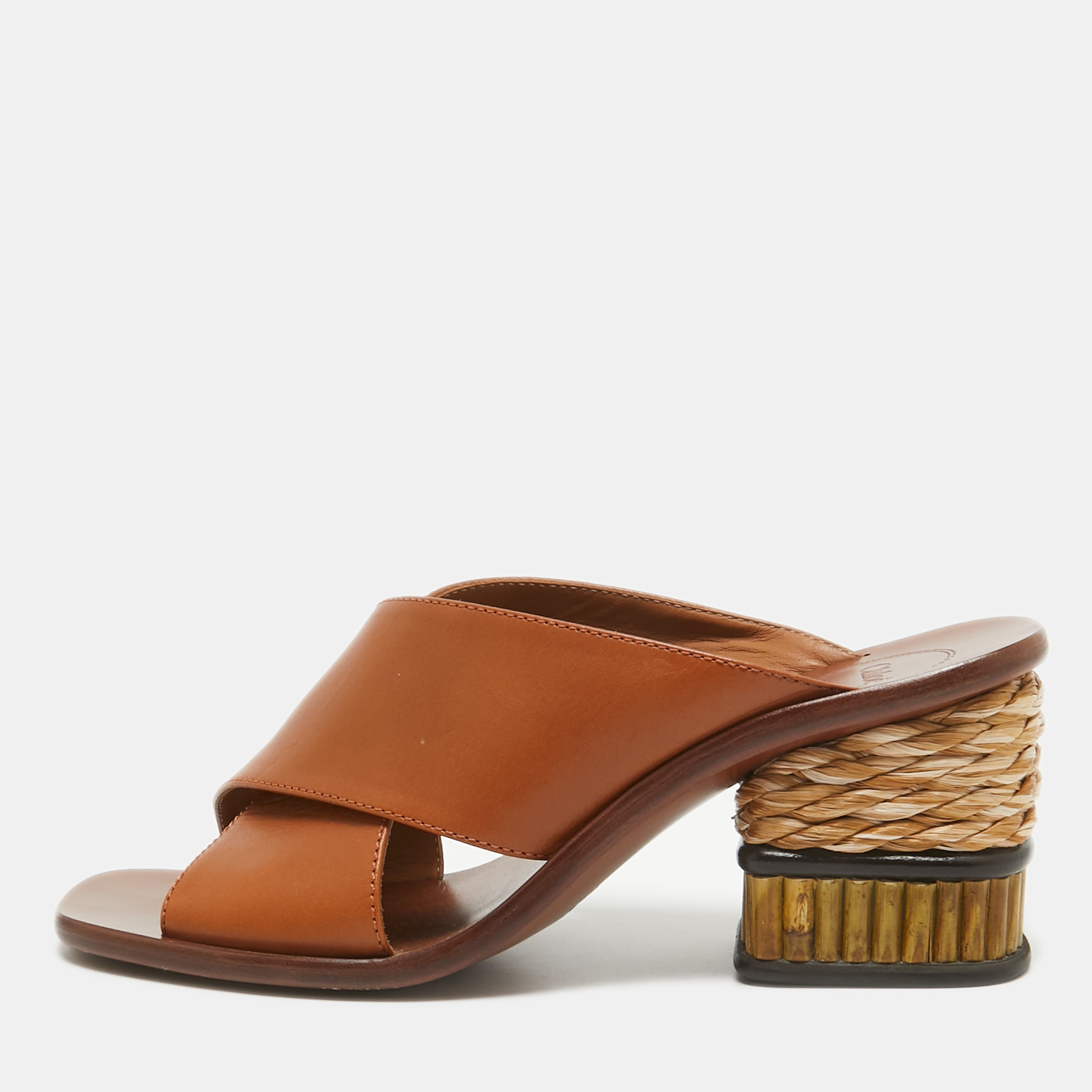 

Chloe Brown Leather Slide Sandals Size