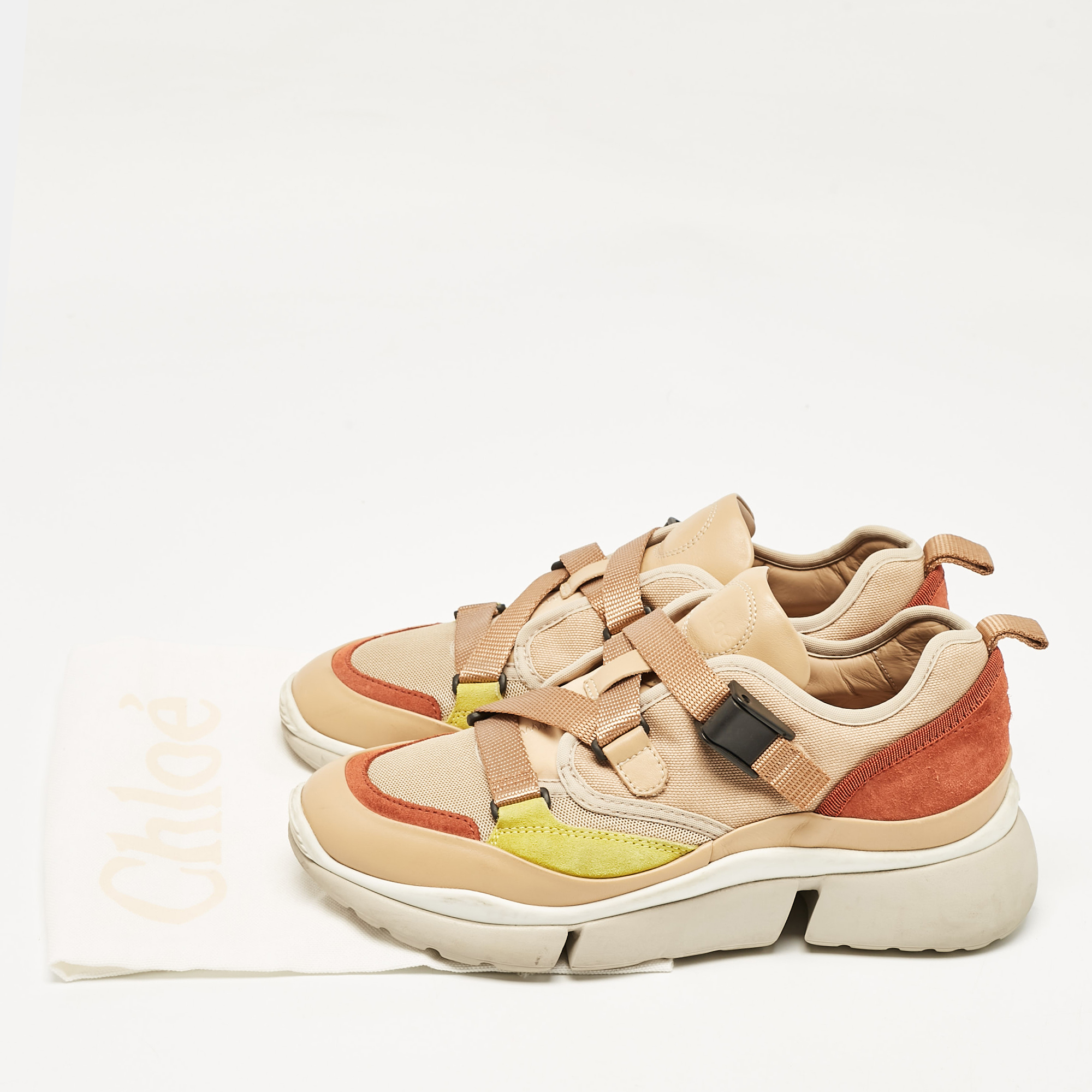 Chloe Multicolor Mesh and Suede Sonnie Sneakers Size 38 