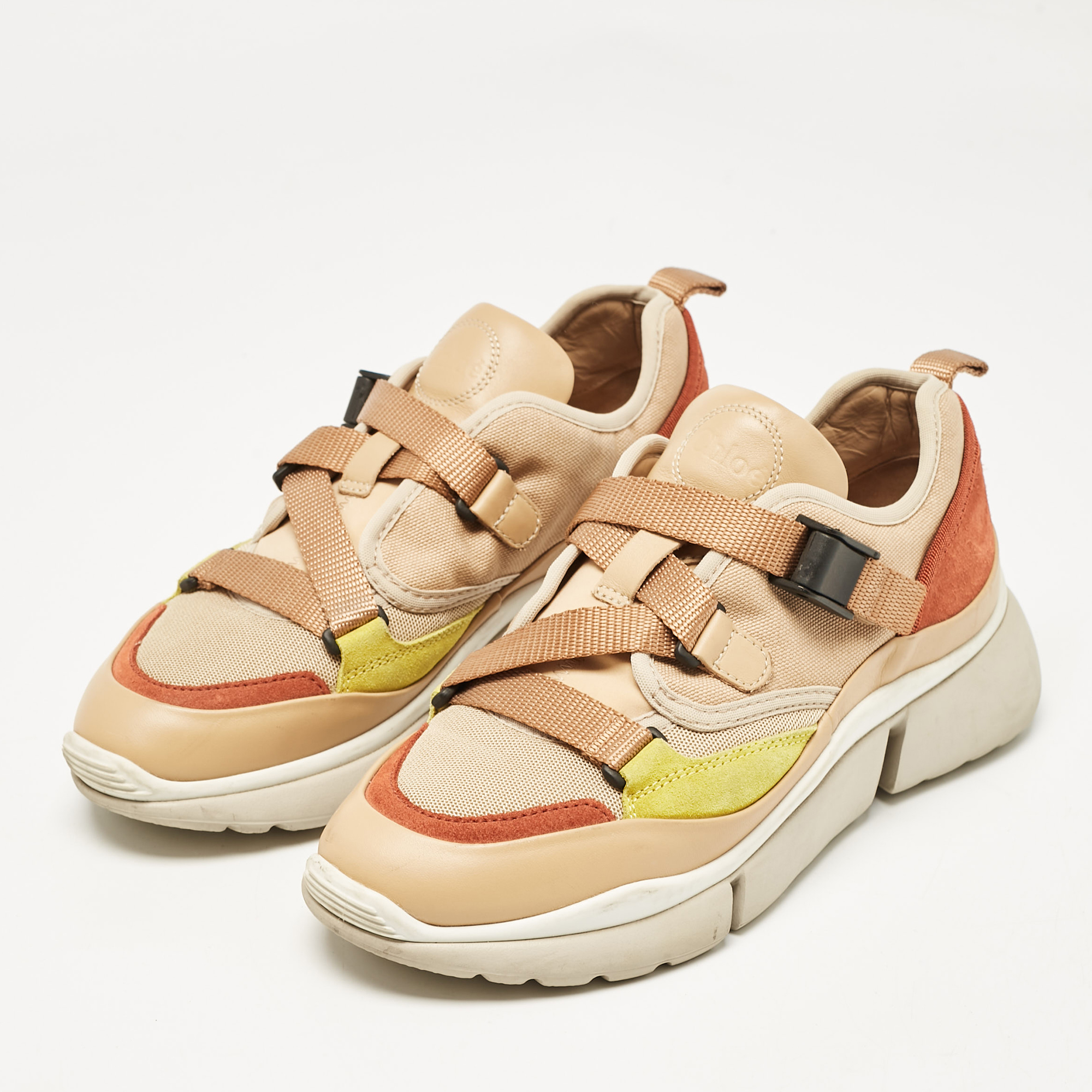 Chloe Multicolor Mesh and Suede Sonnie Sneakers Size 38 