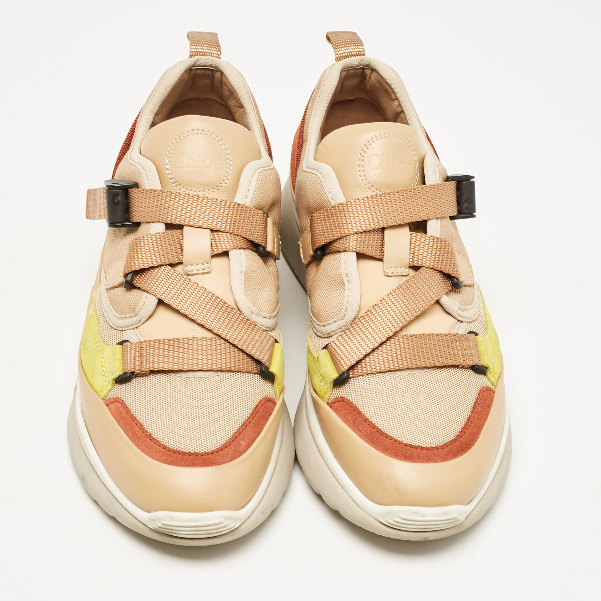 Chloe Multicolor Mesh and Suede Sonnie Sneakers Size 38 