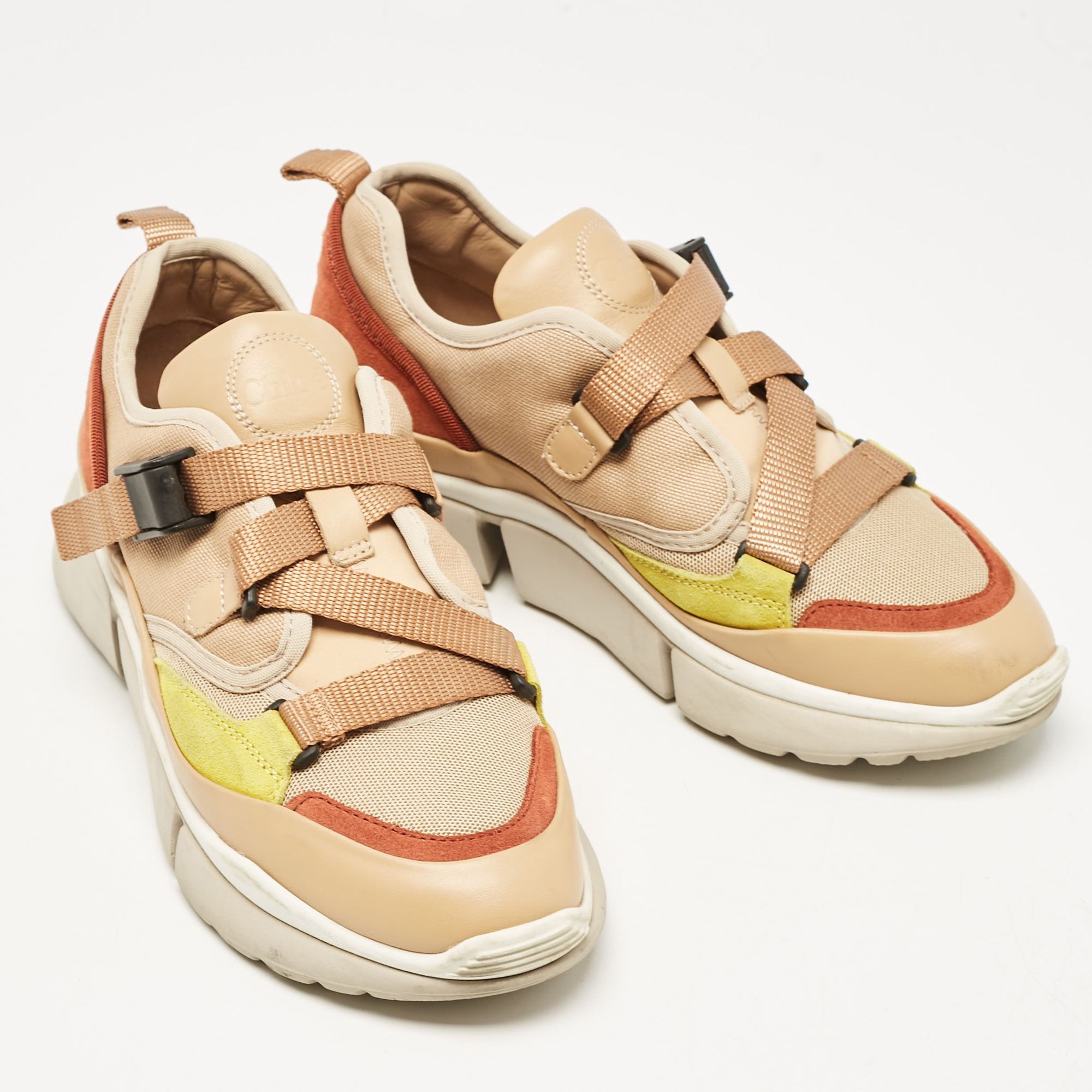 Chloe Multicolor Mesh and Suede Sonnie Sneakers Size 38 