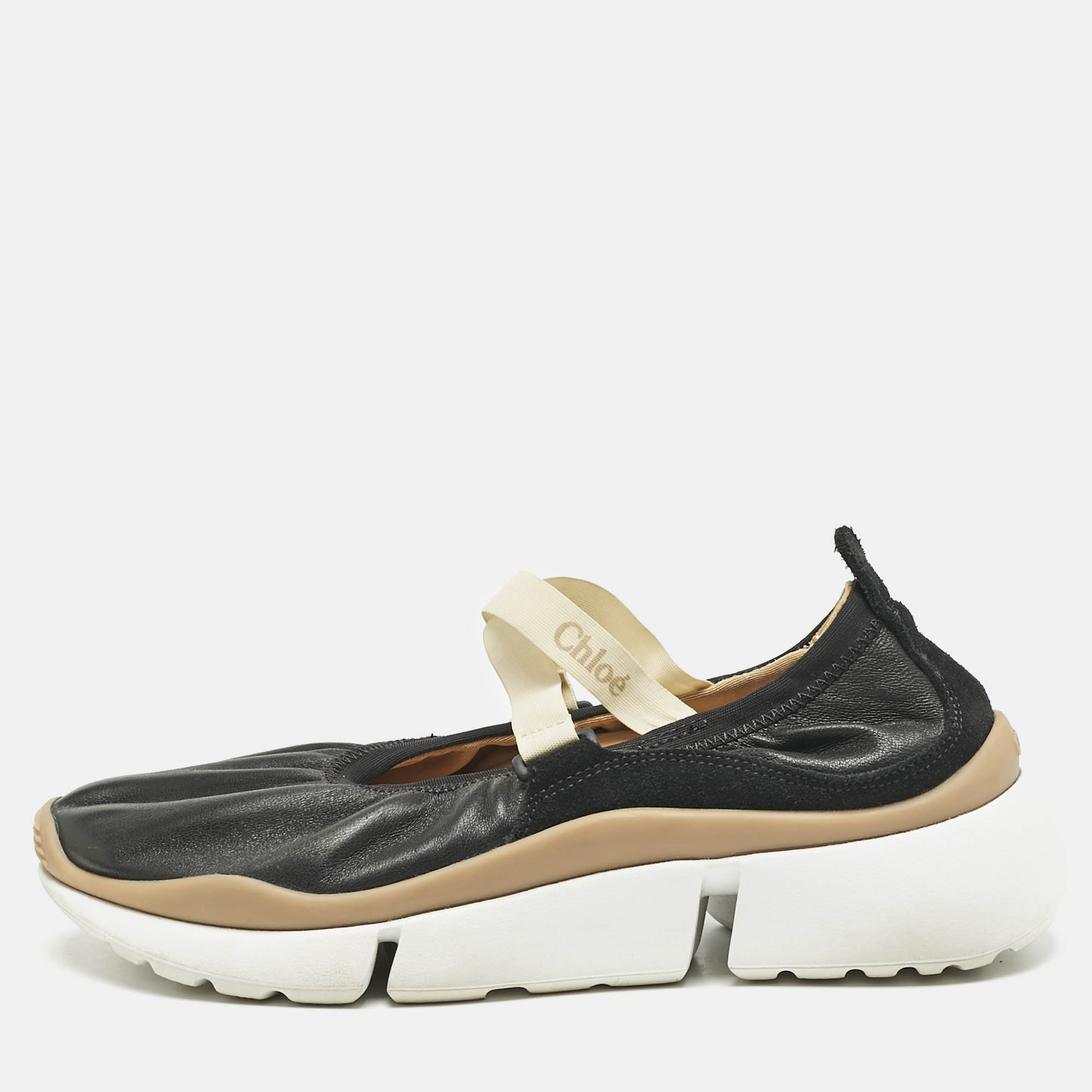 

Chloe Black Leather Sonnie Ballerina Sneakers Size