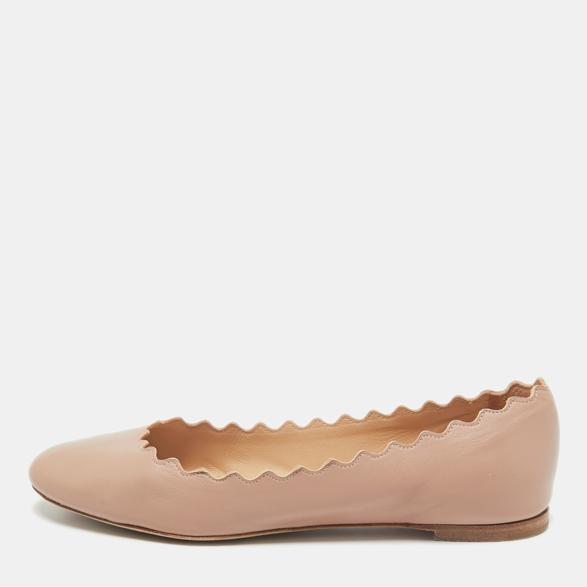 

Chloe Dusty Pink Leather Scallop Lauren Ballet Flats Size