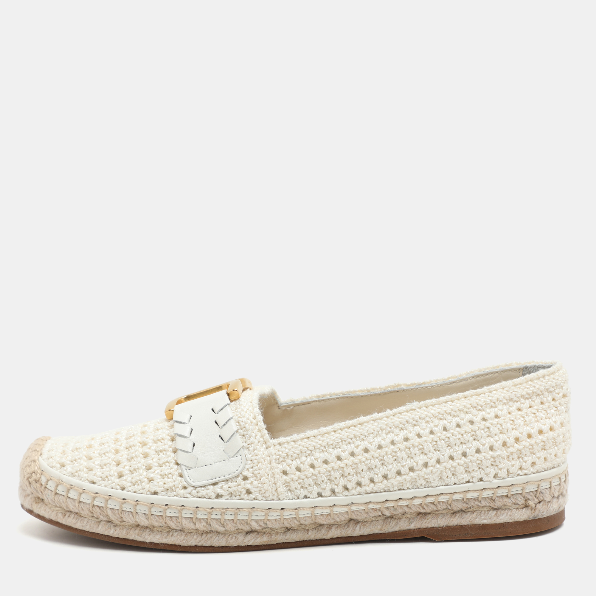 

Chloe Off-White Crochet Marcie Espadrille Flats Size