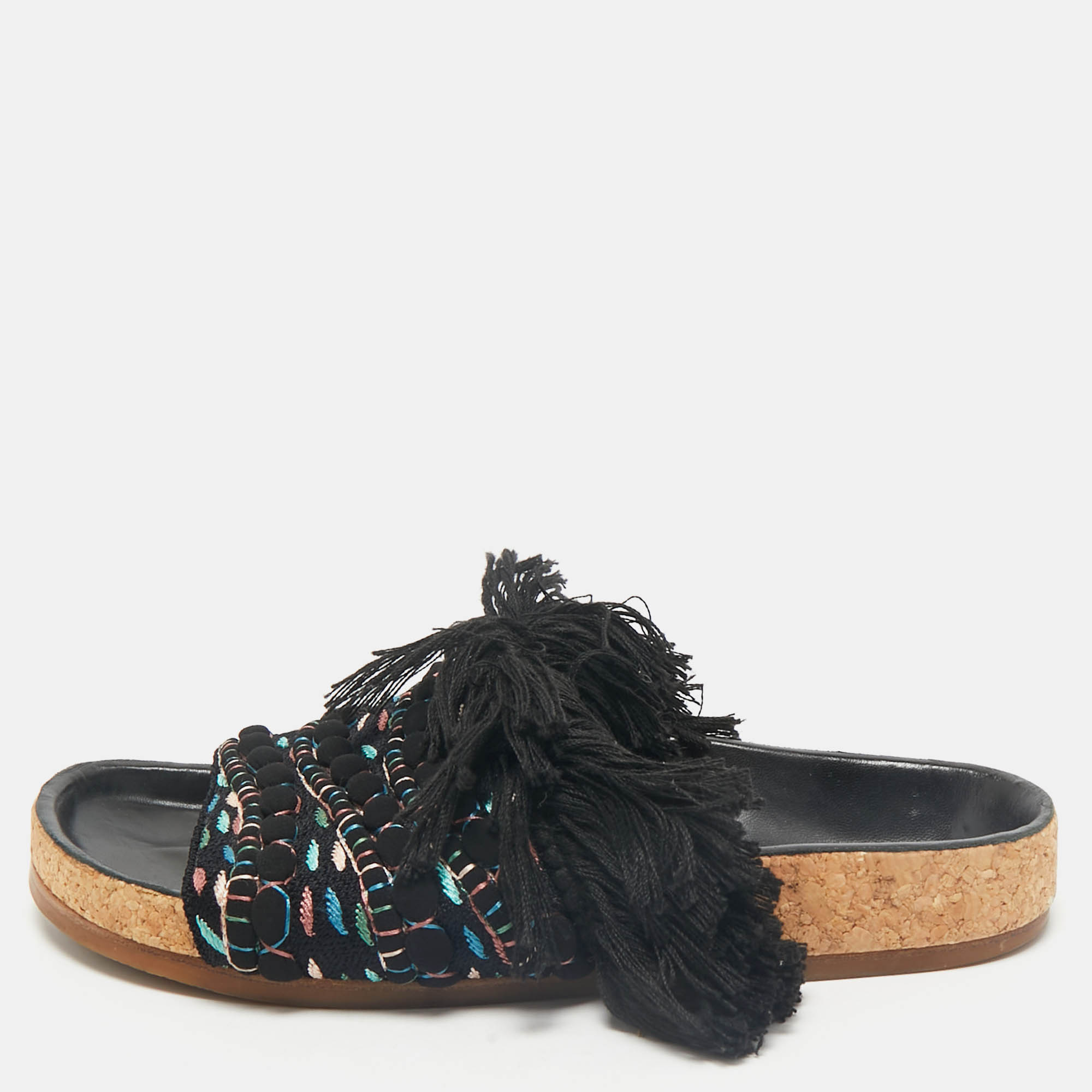 

Chloe Multicolor Crochet Wavy Flat Sandals Size